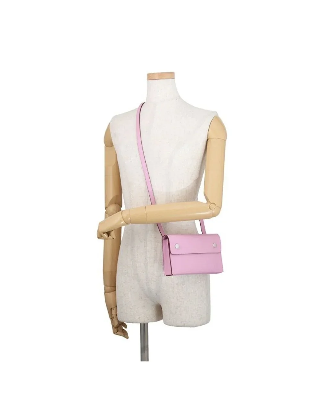 Hermes Shoulder Wallet Nap Tougo Mauve Sylvestre Silver Epsom